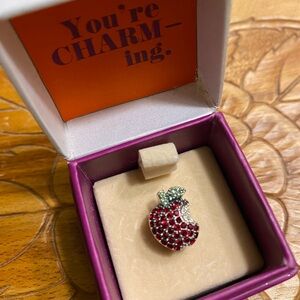 Lori Bonn Sterling Silver Apple crystal slide charm. Retired.